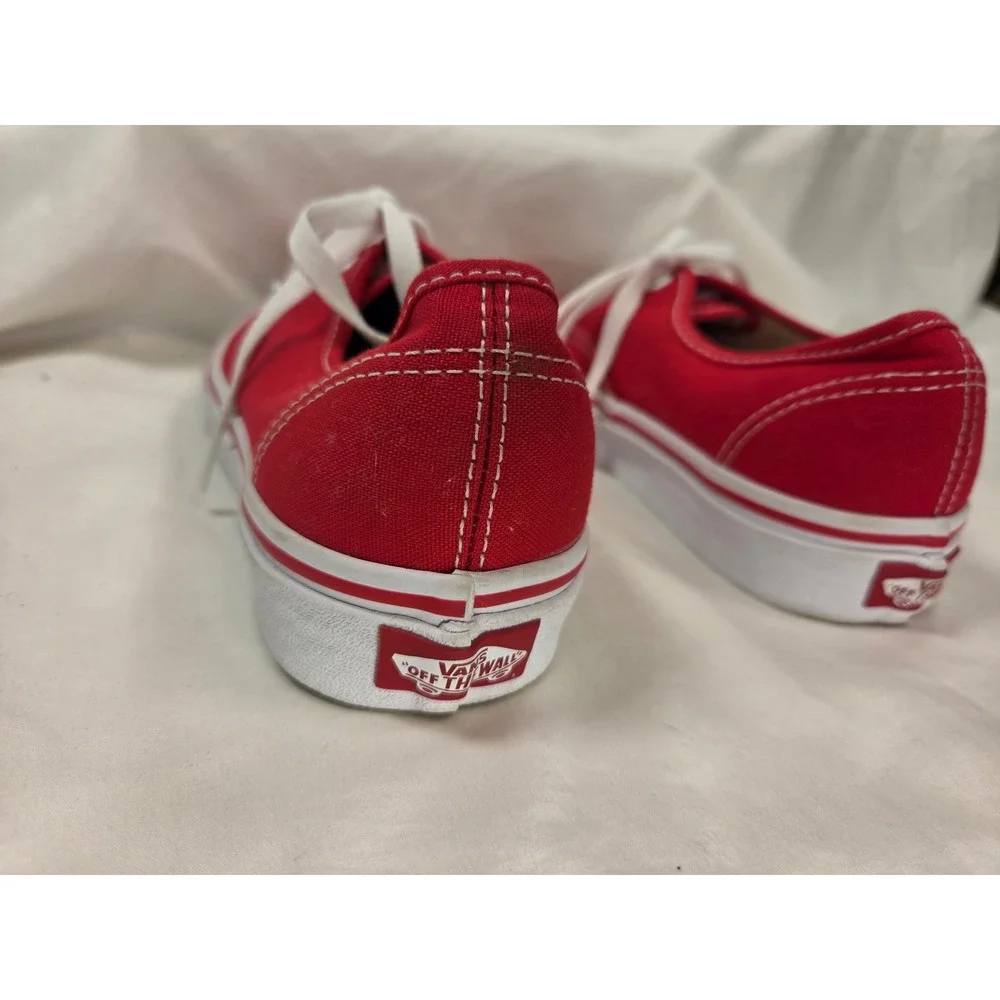 Authentic Original Red White VANS LowTop Canvas Shoe Men 5 Women 6.5 UK 4 EUC